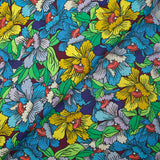 Coton imprimé constellation florale bleu