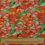 Algodón estampado floral constelaciones rosa naranja