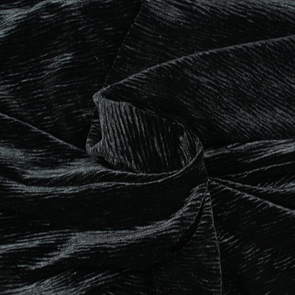 Jersey velours polyester ondulé noir