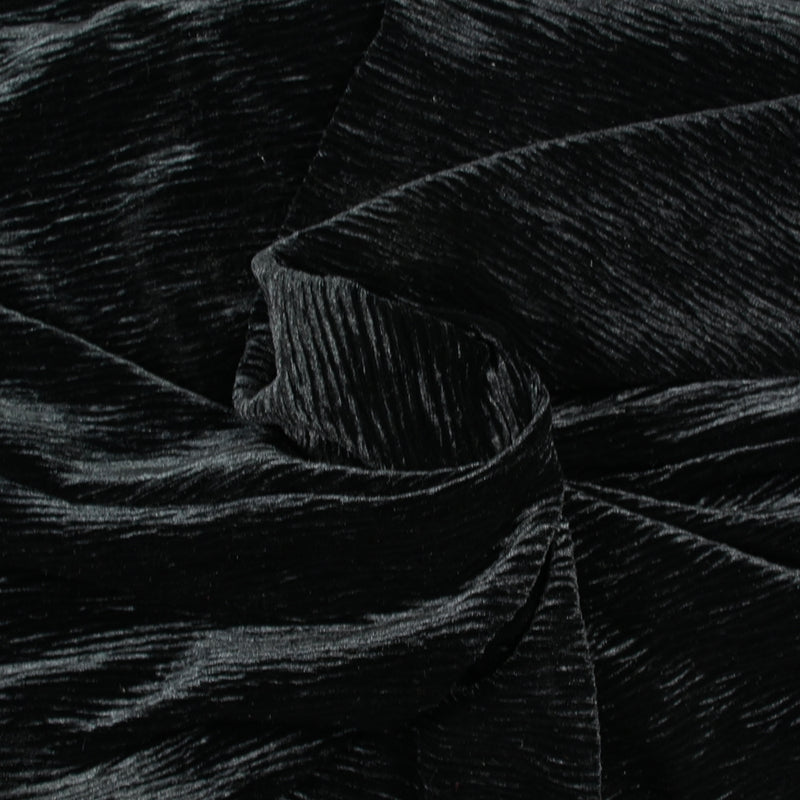 Jersey velours polyester ondulé noir
