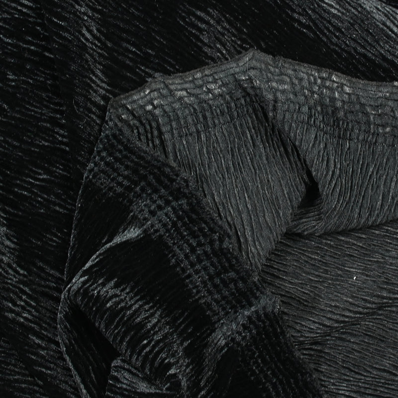 Jersey velours polyester ondulé noir
