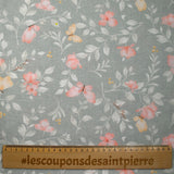 Coton imprimé fleurs magiques fond gris