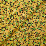 Coton imprimé fleurs de cerisier jaune fond marron