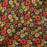 Cotton printed field of daisies black background