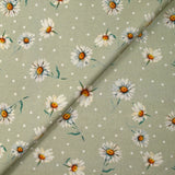 Coton imprimé peinture marguerite fond amande