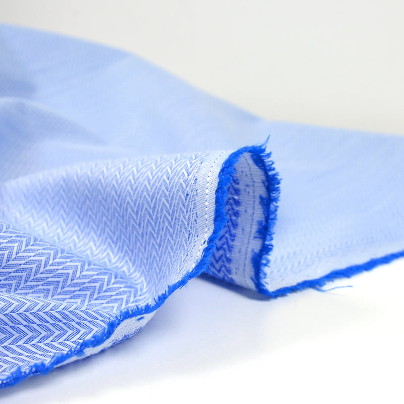 Jacquard polycoton grand chevron bleu
