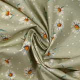 Coton imprimé peinture marguerite fond amande
