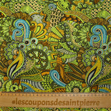 Coton imprimé labyrinthe cachemire vert