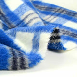 Laine mélangée peignée à carreaux bleu roi