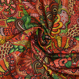 Red cashmere labyrinth print cotton