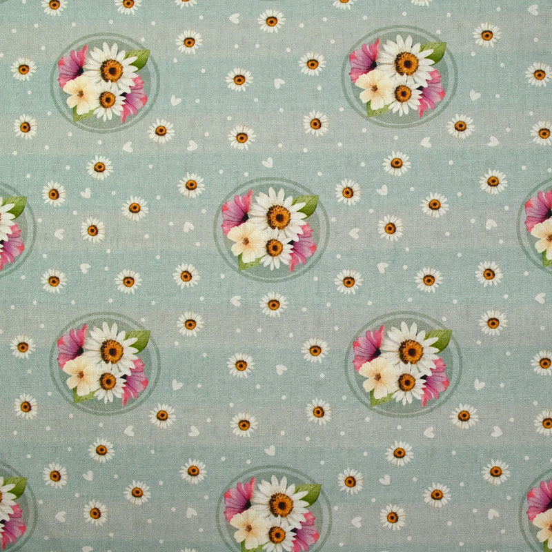 Cotton Printed Flower Frame Flower Givre Blue Strike
