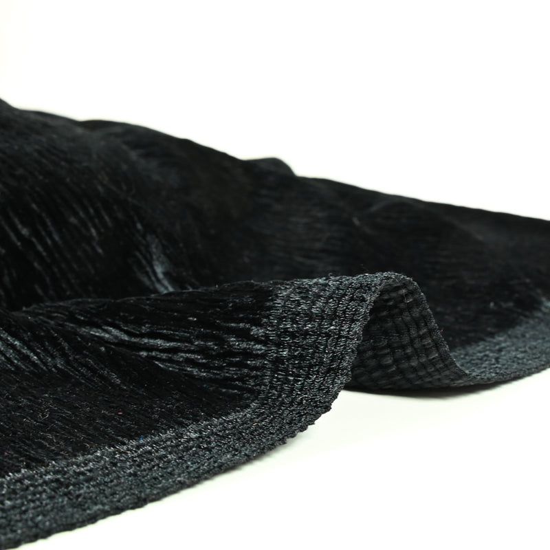 Jersey velours polyester ondulé noir