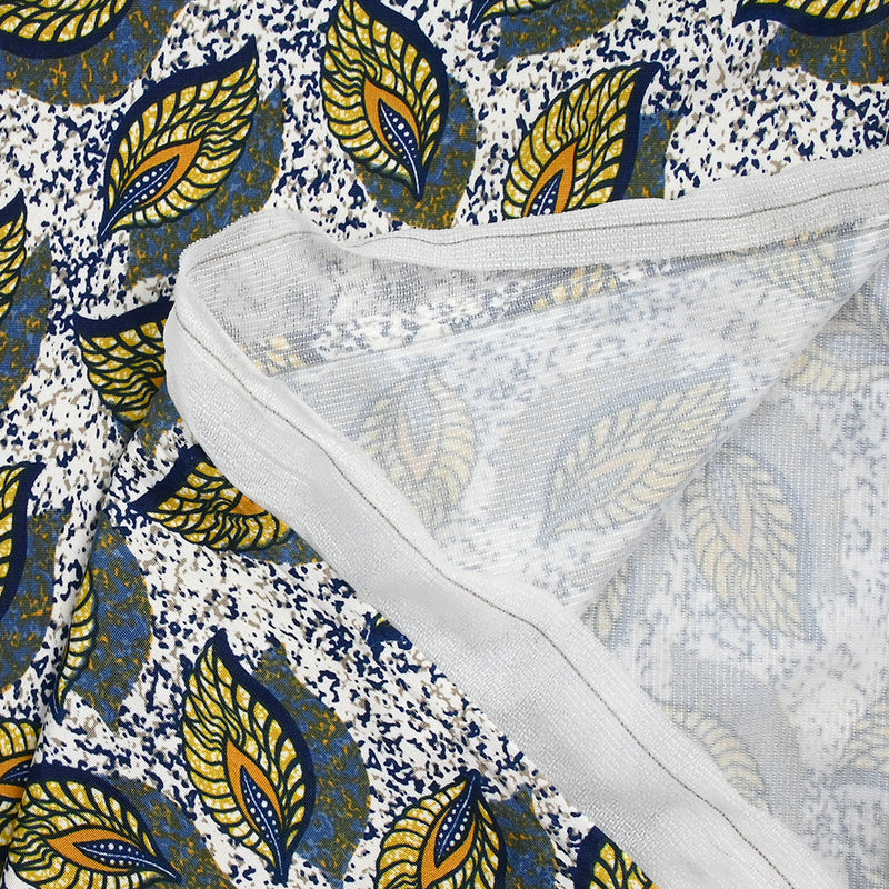 Maille maillot de bain imprimée ombre de feuilles fond blanc