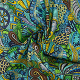 Blue cashmere labyrinth print cotton