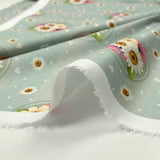 Cotton Printed Flower Frame Flower Givre Blue Strike