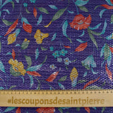 Jacquard polyester lamé champêtre fond indigo