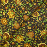 Cotton with golden bohemian garden print