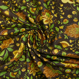 Cotton with golden bohemian garden print
