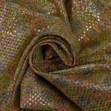 Jacquard polyester lamé frise de vinyls fond beige