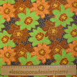 Cotton printed with winter shine, brown background