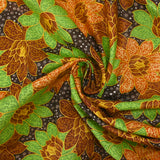 Cotton printed with winter shine, brown background
