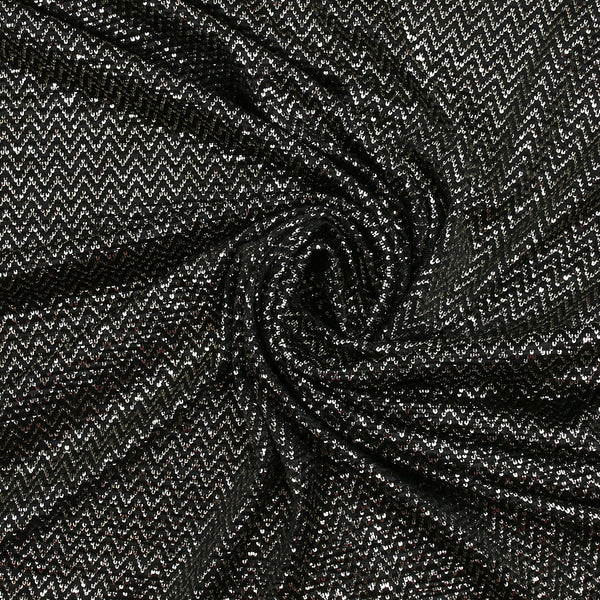 Maille fine chevrons argentés fond noir