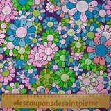 Cotton printed flower power purple background