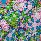 Cotton printed flower power purple background