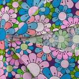 Cotton printed flower power purple background