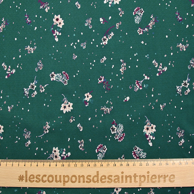 Maille crêpe imprimée petites fleurs fond canard