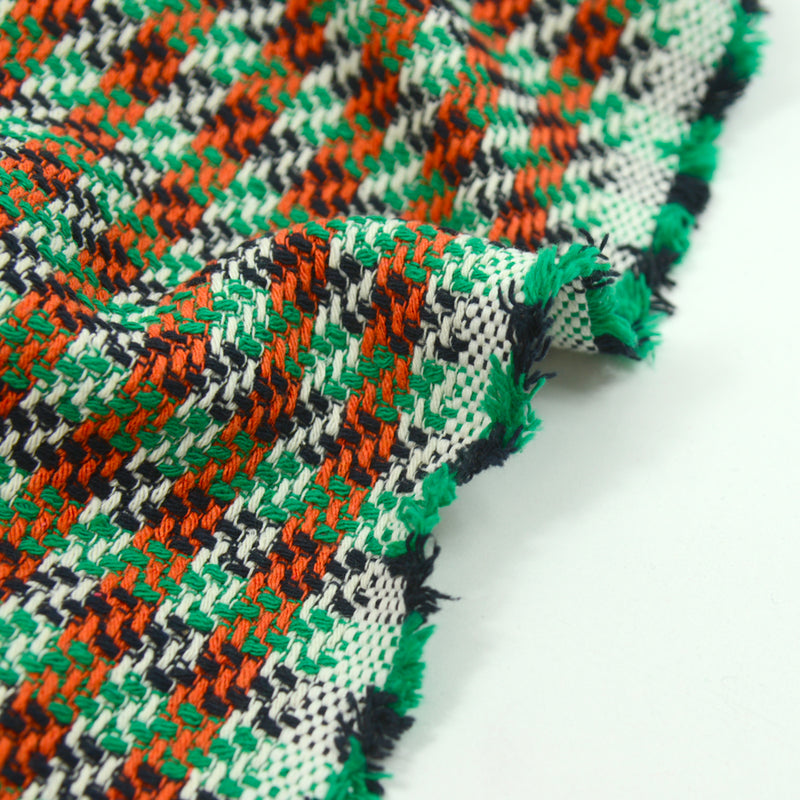 Tweed coton vert et orange