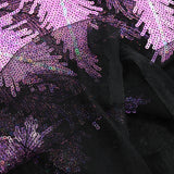 Tulle Sequin Royal Feathers Holographic Silver and Parma