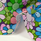 Cotton printed flower power purple background