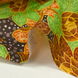 Cotton printed with winter shine, brown background