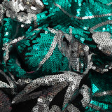 Tulle Sequin Royal Feathers Silver and Emerald