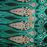 Tulle Sequin Royal Feathers Silver and Emerald