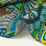 Blue cashmere labyrinth print cotton