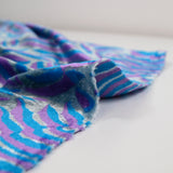 Jersey de velours fougère turquoise et violet
