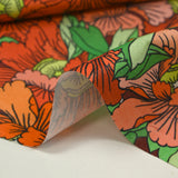 Algodón estampado floral constelaciones rosa naranja