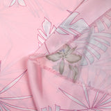 Satin polyester fin imprimé Hawaii fond rose