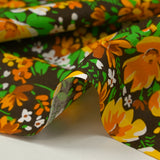 Cotton wind floral print orange brown background
