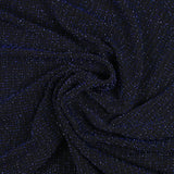 Ribbed knit Lurex stripe royal blue black background