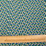 Maille crêpe imprimée vert et bleu graphique