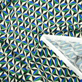 Maille crêpe imprimée vert et bleu graphique