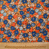 Maille crêpe imprimée jolie fleur fond marron