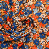 Maille crêpe imprimée jolie fleur fond marron