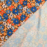 Maille crêpe imprimée jolie fleur fond marron