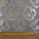 Brocart argenté ombres florales beiges