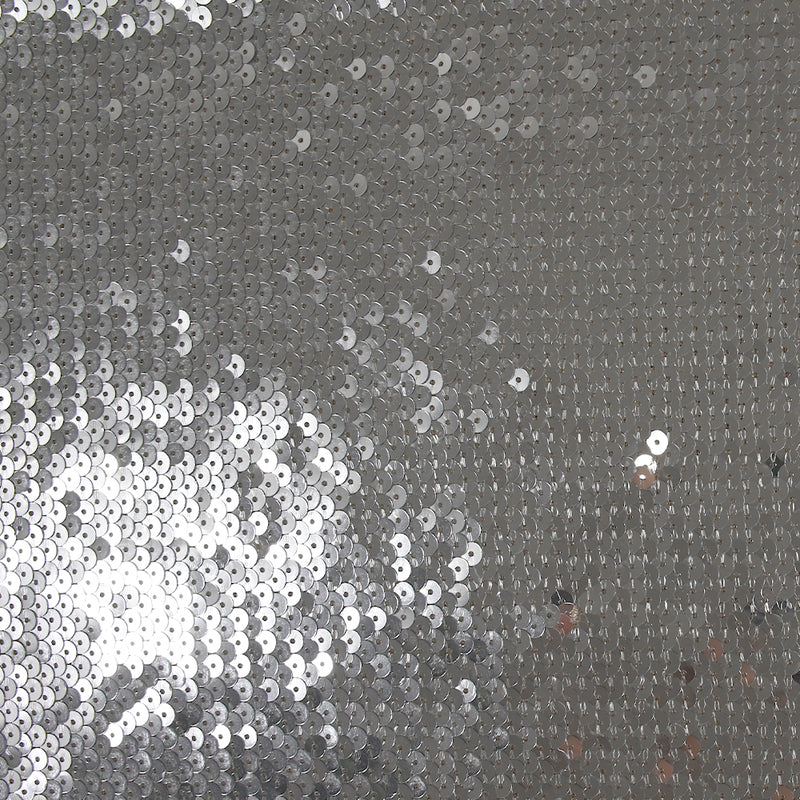 Sequins argentés sur tulle chair