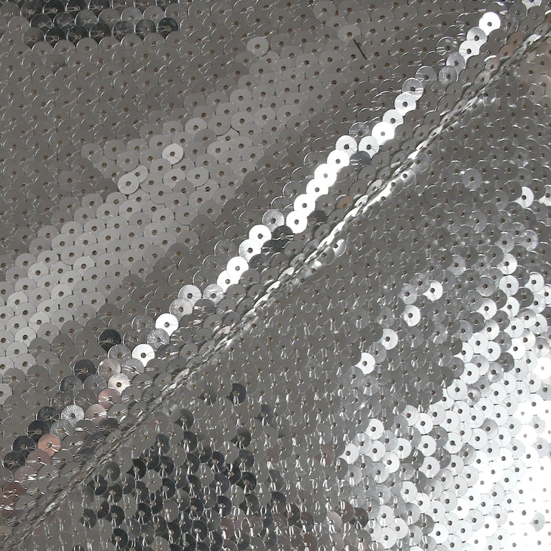 Sequins argentés sur tulle chair